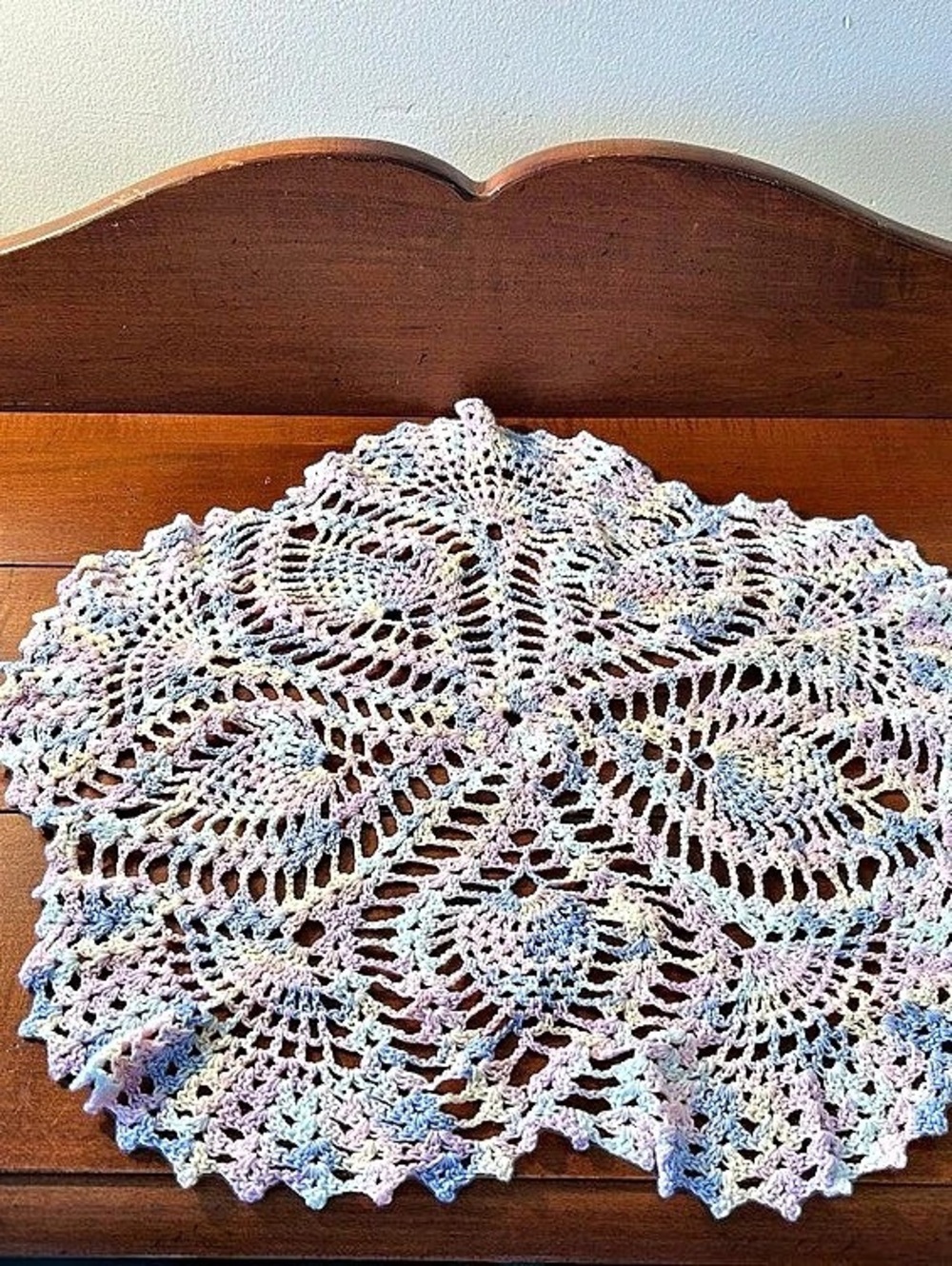 Pastel Floral Crochet Doily 16.25” x 16.25”